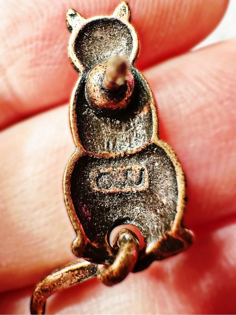 JJ Jonette Vintage Copper Cat Brooch with Articulated Tail